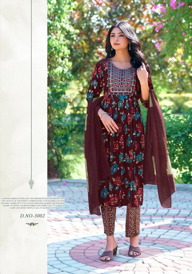 Shanaya Vol 3 By Mystic 9 Rayon Aliya Cut Kurti With Bottom Dupatta Wholesale Online